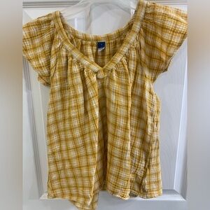 Old Navy Yellow Plaid Top